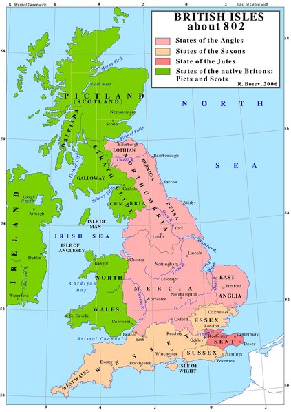 England, ruled by the Anglo-Saxons, in 802.